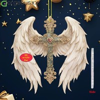[Gorgeousxx] Pendentif 2D en acrylique en forme de croix avec ailes d'ange, décoration pour clé de voiture, accessoires quotidiens