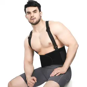 Black Adjustable Heavy-duty construction Detachable orthopedic flexible 4 stays Back Brace Lumbar Support Belt with Suspenders