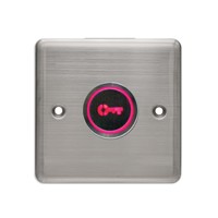 MiTEC Interrupteur à bouton-poussoir de sortie mécanique en métal pour le contrôle d'accès à la porte Logo LED à clé rouge Panneau en acier inoxydable