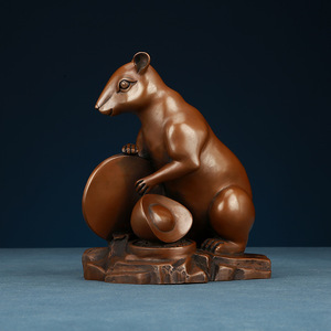 Figura de cobre del zodiaco de la rata, escultura de animales de cobre hecha a mano, decoración de escritorio para el hogar y la oficina, regalo de Año Nuevo Chino - Product Image 3