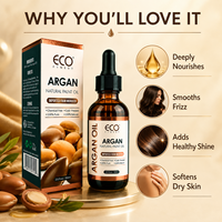 Minyak Argan 2 Fl Oz 60ml 100% Murni Distilasi Uap Biji Argan Segar dari Maroko Pelembap Bernutrisi untuk Rambut Kering, Wajah, Kulit, dan Tubuh