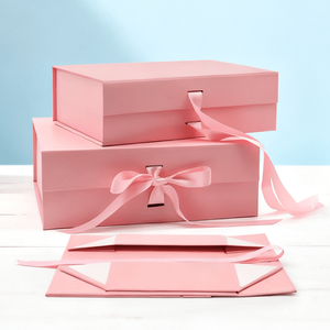 Custom Logo Quality Recyclable Rigid <b>Boxes</b> Pink Black Rectangle Shape <b>Magnetic</b> Art Paper Packaging Matt Lamination UV Coating - Product Image 1