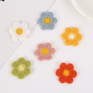 Patchs brodés floraux de dessins animés, pinces à cheveux tricotées faites à la main, accessoires de coiffure DIY pour enfants, appliques pour la <span class=keywords><strong>réparation</strong></span> de vêtements et de chapeaux - Product Image 1
