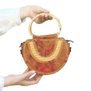 Bamboo Handle Half Moon <b>Bag</b> Canvas <b>Patchwork</b> Zipper Closure Everyday Tote Women's Summer 2024 - Product Image 5