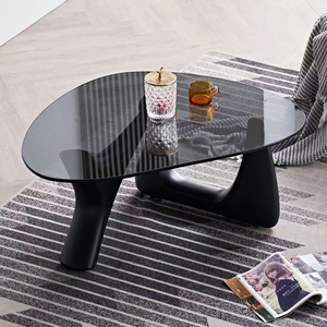 Mesa de Centro Pequeña de Vidrio Templado Transparente Creativa, Moderna y Portátil para Sala de Estar y Oficina en Casa - Product Image 1