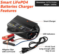 Chargeur de batterie au lithium LifePO4 14,6 V 30 A, maintien de charge pour batterie Li-ion Lipo LiFePO4 12 V 12,8 V 14,6 V