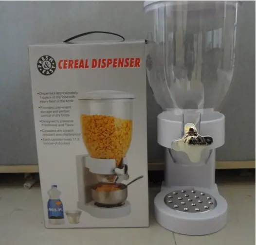 Gran oferta de 2L/3.5L, dispensador de alimentos secos doble, cajas de almacenamiento de dispensador de cereales de alimentos secos de Control Dual