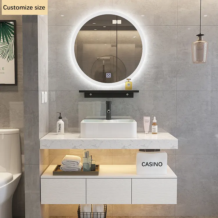 Tocador de baño con montaje en pared de mármol, nuevo accesorio personalizado para baño, Hotel, superventas, 2021