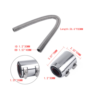 Universal Car 48 ''36" 24 "flessibile Auto superiore inferiore radiatore copertura del tubo flessibile Kit tubo dell'acqua di raffreddamento tappi cromati in acciaio inossidabile V8 - Product Image 3