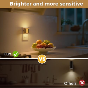 ไฟกลางคืน LED ขนาดเล็กแบบเสียบปลั๊ก แสงวอร์มไวท์ พร้อมเซ็นเซอร์ตรวจจับแสงอัตโนมัติ ตัวโคมสีทอง เหมาะสำหรับข้างเตียงในห้องนอน - Product Image 5