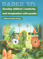 Casse-tête 3D personnalisé modèle de carte de dinosaure éducatif en papier pour 5 à 7 ans