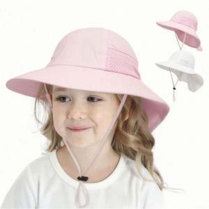 Summer New Children's Casual Cycling <b>Leaf</b> Pattern <b>Light</b> Breathable Mesh Sun Protection Bucket Hat - Product Image 1