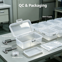 Boîte à rabat transparente en PP moulée par injection sur mesure pour le stockage de composants électroniques, outillage personnalisé et production en série