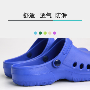 รองเท้าเชฟแบบสวมปิดนิ้วเท้า สีเขียว ยูนิเซ็กซ์ ทำจากวัสดุ EVA กันลื่น เหมาะสำหรับงานครัวและโรงงานอาหาร - Product Image 3