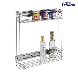 Étagère à épices Panier de cuisine à double niveau pour assaisonnement Tiroirs de rangement Solutions de rangement de cuisine <span class=keywords><strong>en</strong></span> métal - Product Image 4