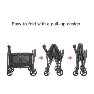 <span class=keywords><strong>Poussette</strong></span> pliable pour animaux de compagnie noire, <span class=keywords><strong>double</strong></span> compartiment pour chien avec conception latérale et auvent séparé - Product Image 4