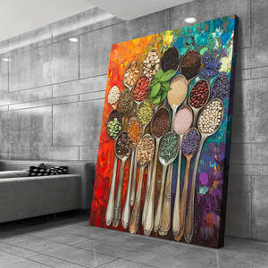 Art d'épices culinaires cuillères colorées assaisonnement Art déco Animal/Design moderne impression sur toile cadre en bois pour la maison cuisine tenture murale - Product Image 3