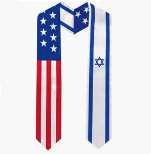 Israel Flag <strong>United</strong> States Flag Unisex Graduation Stole Eco-Friendly <strong>Custom</strong> <strong>National</strong> Digital Printed Polyester Material - Product Image 1