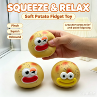 Jouet anti-stress souple en forme de pomme de terre, jouet sensoriel à presser mignon en forme de pomme de terre de dessin animé avec des visages amusants