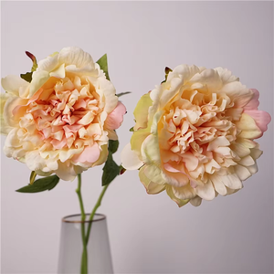 عالية الجودة اليدوية الاصطناعية الجذعية واحدة لمسة حقيقية رئيس كبير اللاتكس الحرير الأبيض الوردي زهرة الفاوانيا الزفاف التخرج المنزل - Product Image 5