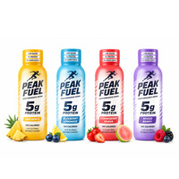 Boisson énergétique protéinée Peakfuel à faible teneur en sucre, 5% de protéines, marque privée, nutrition sportive