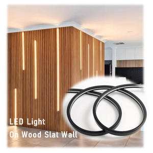 Panel Acústico de Listones de Madera Diseñado para Interiores con Tira de Luz LED para Aplicaciones en Almacenes Modernos y Salas de Estar - Product Image 1