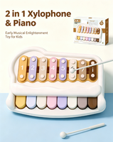 Juguete de Piano Xilófono 2 en 1 de 18 Teclas para Bebés, Piano de Golpeteo Manual para la Iniciación Musical de Niños Pequeños, Instrumento Educativo Temprano Montessori