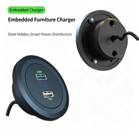 Stopkontak Pintar Terpasang Dalam dengan Pengisi Daya Nirkabel PD USB-A, Stopkontak AC, Material ABS untuk Desain Meja, Kabinet, Sofa, Bar, OEM