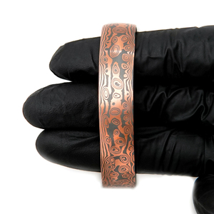 Handmade Vintage Damascus <b>Copper</b> Cuff <b>Bracelet</b>-Unique Mokume Gane Style Antique <b>Copper</b> Plated Geometric Pattern Adjustable - Product Image 4