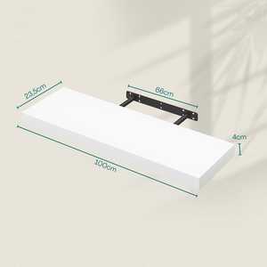 Mensola da Parete Rettangolare Bianca in MDF 100x23.5x4 Cm Sospesa con Staffe in Metallo - Product Image 2