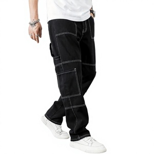 Pantalones Cargo Negros para Hombre GENERSA SPORTS, Cintura Alta, Elásticos, Impermeables, con Múltiples Bolsillos, Estilo Workwear, Material Spandex/Algodón - Product Image 1