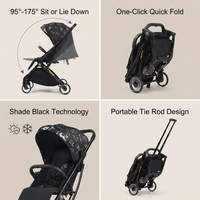 Poussette de voyage de luxe en tissu léger et polyester avec système de pliage rapide à une main, design compact pour bébés de 0 à 3 ans