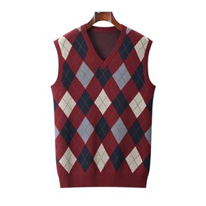 Casual Custom <strong>Argyll</strong> Men's Knitted <strong>Sweater</strong> <strong>Vest</strong> Wool Dark Blue Sleeveless Jacquard Knitted <strong>Sweater</strong> <strong>Vest</strong> for Men - Product Image 3
