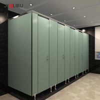 Cloison de douche et toilettes compacte en stratifié moderne pour centre commercial, avec quincaillerie
