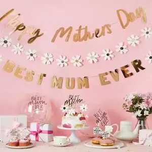 Best Mum Ever Banner Mom Your Rule Balloons Daisy Cake Topper Happy Mother's Day Decoration