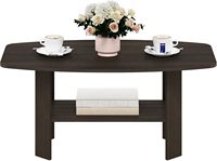 Table basse moderne minimaliste en bois d'ingénierie avec design gain de place, mobilier de salon brun foncé