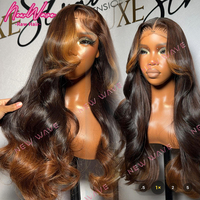 Wig Rambut Keriting Bergelombang Ombra HD Lace, Model Loose Water Body Wavy Warna Maroon 4P-27, Wig Copper Fashion Lace Front untuk Wanita Kulit Hitam