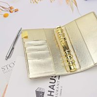 Libreta Personalizable con Anillas, de Cuero PU, Hojas Sueltas, Color Dorado, con Logotipo Personalizado, Ecológica, Marca Latitude OEM, Tamaño A4/A5, Venta al Por Mayor