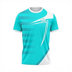 T-shirt de sport personnalisé pour homme, turquoise et blanc, 100% coton, manches courtes, col rond, respirant, séchage rapide, coupe classique, jersey 230g - Product Image 1