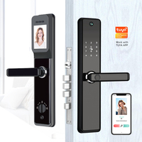 Cerradura Inteligente para Puerta con Control Remoto por Aplicación Tuya, Cámara con Ojo de Gato, Huella Dactilar, Tarjeta IC, Contraseña, IP, para Puertas de Madera, Uso en Alquiler