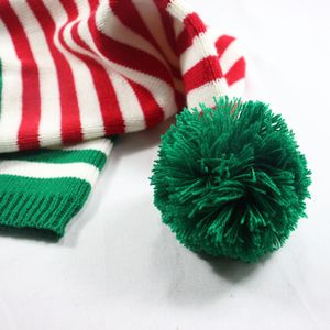 Frontière Offre Spéciale vacances noël avertir chapeau bouffon tricoté classique <span class=keywords><strong>rouge</strong></span> et vert rayé tricot Santa chaud vacances bonnet - Product Image 4