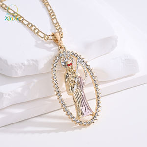 Caliente regalo artesanías Vintage cobre Cruz forma ovalada hueco Rhinestone <span class=keywords><strong>Madonna</strong></span> Saint encanto colgante - Product Image 5