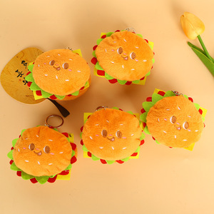 Porte-clés en peluche en forme de burger 3D, breloque de sac en peluche douce, accessoire de dessin animé sur le thème alimentaire - Product Image 2