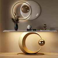 Yishangsen Nouvelle Conception Table Console de Luxe en Marbre et Acier Inoxydable pour Entrée de Villa et Grand Appartement
