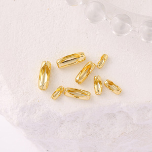 Cadena de cuentas de cobre con cierre cónico chapado en forma de baguette para la fabricación de collares B52 - Product Image 2