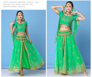 Festival princesa Noble jazmín disfraz indio danza del vientre velo <span class=keywords><strong>Top</strong></span> pantalones accesorios conjunto árabe Halloween Cosplay Bollywood - Product Image 6