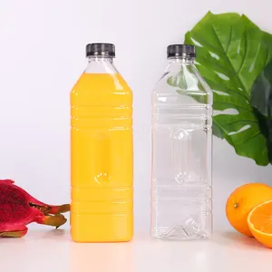 BPA免费方形空一次性食品级透明1升32盎司塑料瓶果汁