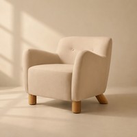 Fauteuil lounge moderne en tissu nordique, pieds en bois massif, écologique, durable, beige, fauteuil individuel pour salon, meubles de maison