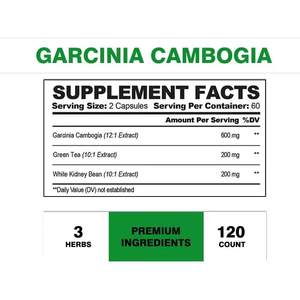 Cápsulas de Garcinia Cambogia Premium 3 en 1 con té verde Frijol blanco para controlar el peso Soporte de equilibrio energético a base de hierbas - Product Image 2