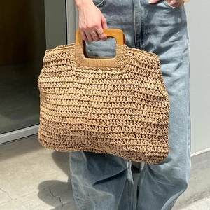 Bolso de Mano de Papel Tejido con Asa Calada, Duradero, Portátil, de Gran Capacidad, <span class=keywords><strong>para</strong></span> Viaje, Playa, Bolsos de Ganchillo <span class=keywords><strong>para</strong></span> Mujer - Product Image 6